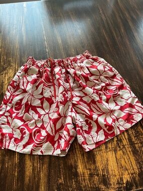 OP Red and White Floral Men’s Swim Trunks